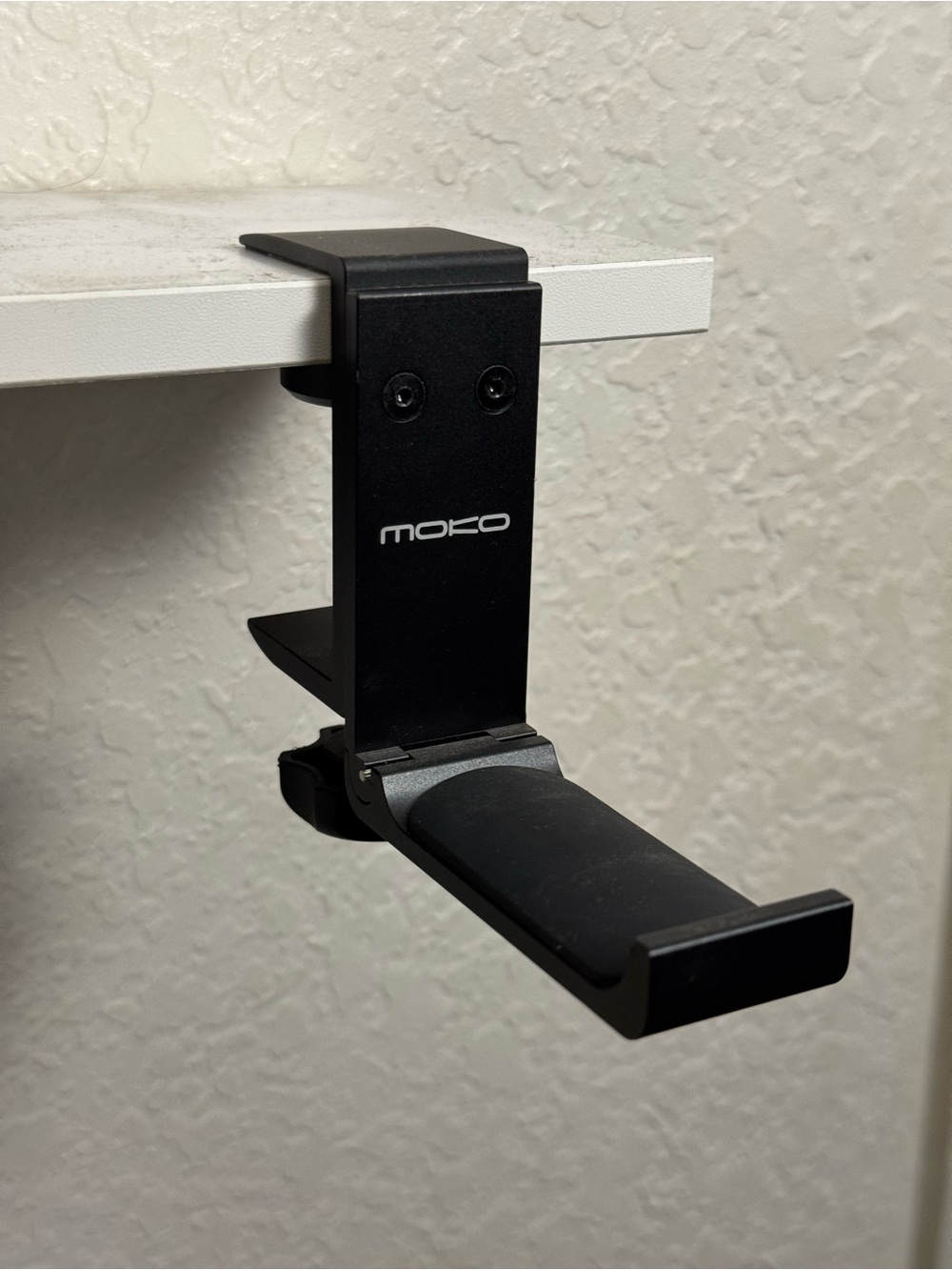 Moko Black Clamp-On Under-Shelf Headphone Hook